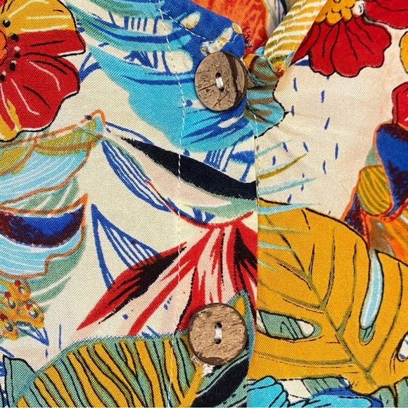 Mirror Image Top Floral Size 1X Tie Front Blouse Bell Sleeve - Picture 7 of 11